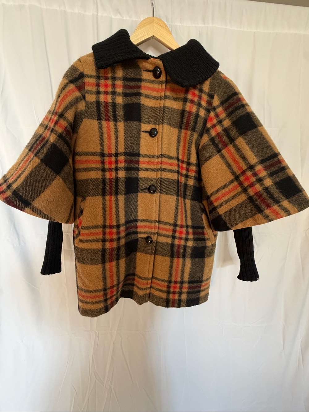 Vintage Peck & Peck plaid cape coat